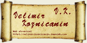 Velimir Kozničanin vizit kartica